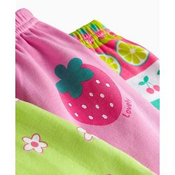 Babyhug Cotton Interlock Knit Full Length Diaper Leggings With Floral Print Pack Of 3 - Pink & Green
