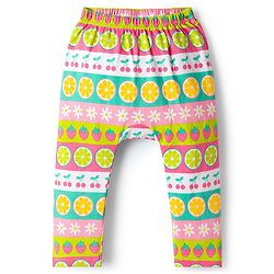 Babyhug Cotton Interlock Knit Full Length Diaper Leggings With Floral Print Pack Of 3 - Pink & Green