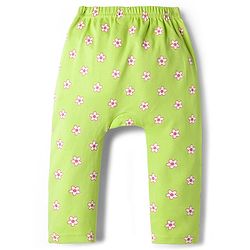 Babyhug Cotton Interlock Knit Full Length Diaper Leggings With Floral Print Pack Of 3 - Pink & Green