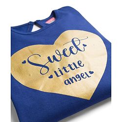 Babyhug Cotton Knit Full Sleeves T-Shirt & Pyjama Night Suit With Heart Print - Navy Blue