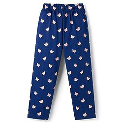 Babyhug Cotton Knit Full Sleeves T-Shirt & Pyjama Night Suit With Butterfly Print - Navy Blue