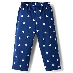 Babyhug Cotton Knit Full Sleeves T-Shirt & Pajama Night Suit With Heart Print - Navy Blue