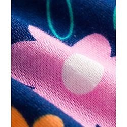 Babyhug Cotton Knit Half Sleeves Nighty With Floral Print - Navy Blue