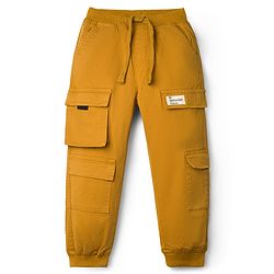 Babyhug Twill Woven Full Length Trouser with Cargo Pockets - Golden Yellow
