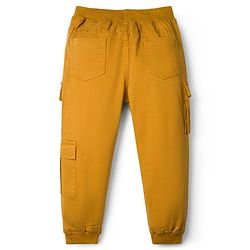 Babyhug Twill Woven Full Length Trouser with Cargo Pockets - Golden Yellow