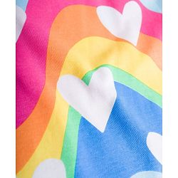 Babyhug Cotton Knit Frill Sleeves Nighty With Heart Print - Multicolor