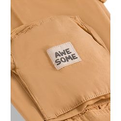 Babyhug Tussar Cotton Woven Full Length Solid Color Trouser - Khaki