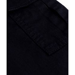 Babyhug Twill Lycra Woven Full Length Solid Color Trousers With Stretch & Pockets - Black