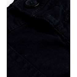 Babyhug Twill Lycra Woven Full Length Solid Color Trousers With Stretch & Pockets - Black