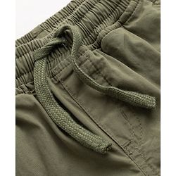 Babyhug 100% Cotton Woven Full Length Solid Trouser With Cargo Pockets - Olive Green