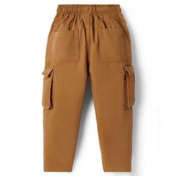 Babyhug 100% Cotton Woven Full Length Solid Trouser With Cargo Pockets - Olive Green