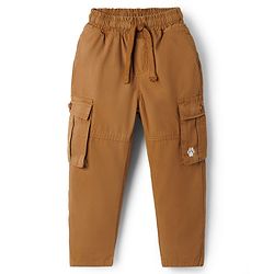 Babyhug 100% Cotton Woven Full Length Solid Trouser With Cargo Pockets - Olive Green