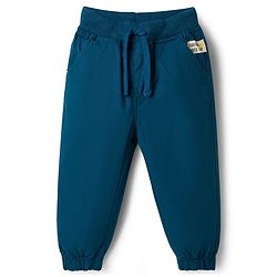 Babyhug Dense Poplin Woven Full Length Solid Colour Trouser Pant with Patch- Navy Blue