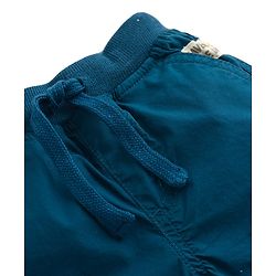 Babyhug Dense Poplin Woven Full Length Solid Colour Trouser Pant with Patch- Navy Blue