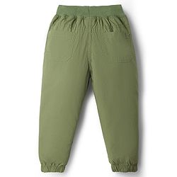 Babyhug Dense Poplin Woven Full Length Solid Colour Trouser Pant with Patch- Navy Blue