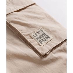 Babyhug Poplin Cotton Woven Full Length Solid Colour Trouser Pants with Patch & Cargo Pockets - Beige