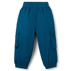 Babyhug Poplin Cotton Woven Full Length Solid Colour Trouser Pants with Patch & Cargo Pockets - Beige