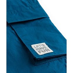 Babyhug Poplin Cotton Woven Full Length Solid Colour Trouser Pants with Patch & Cargo Pockets - Beige
