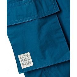 Babyhug Poplin Cotton Woven Full Length Solid Colour Trouser Pants with Patch & Cargo Pockets - Beige