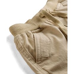 Babyhug Twill Lycra Woven Full Length Cut N Sew Trouser With Cargo Pockets - Khaki