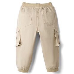 Babyhug Twill Lycra Woven Full Length Cut N Sew Trouser With Cargo Pockets - Khaki