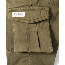 Babyhug Twill Lycra Woven Full Length Cut N Sew Trouser With Cargo Pockets - Khaki