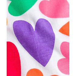 Babyhug Cotton Knit Frill Sleeves Nighty With Heart Print - Multicolour