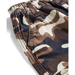Babyhug Twill Lycra Woven Full Length Camouflage Printed Trouser with Cargo Pocket - Brown