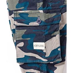 Babyhug Twill Lycra Woven Full Length Camouflage Printed Trouser with Cargo Pocket - Brown