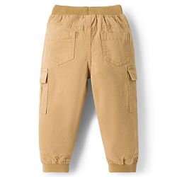Babyhug Twill Lycra Woven Full Length Trousers With Stretch & Cargo Pockets - Khaki