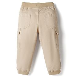 Babyhug Twill Lycra Woven Full Length Trousers With Stretch & Cargo Pockets - Khaki