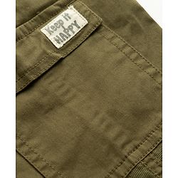 Babyhug Twill Lycra Woven Full Length Trousers With Stretch & Cargo Pockets - Khaki