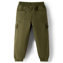 Babyhug Twill Lycra Woven Full Length Trousers With Stretch & Cargo Pockets - Khaki