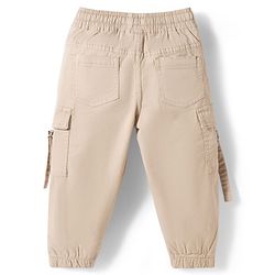 Babyhug Twill Lycra Woven Full Length Cut N Sew Trouser With Cargo Pockets - Navy Blue