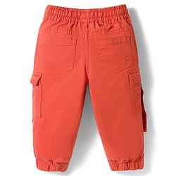 Babyhug Twill Lycra Woven Full Length Cut N Sew Trouser With Cargo Pockets - Navy Blue