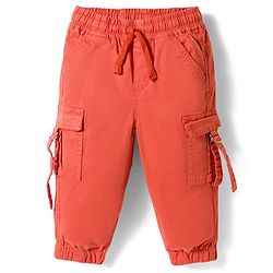 Babyhug Twill Lycra Woven Full Length Cut N Sew Trouser With Cargo Pockets - Navy Blue