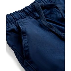 Babyhug Twill Lycra Woven Full Length Cut N Sew Trouser With Cargo Pockets - Navy Blue