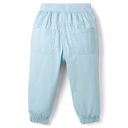 Babyhug Poplin Cotton Woven Full Length Trouser Pants with Patch & Pockets - Light Blue