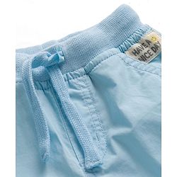 Babyhug Poplin Cotton Woven Full Length Trouser Pants with Patch & Pockets - Light Blue
