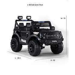 Babyhug POBO Battery Operated Ride on Jeep with Music & LED Lights - Black| Rechargeable Battery| Openable Doors| Built-in Music & AUX|Remote Control|Easy to Assemble| Forward Reverse & Swing Function