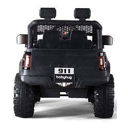 Babyhug POBO Battery Operated Ride on Jeep with Music & LED Lights - Black| Rechargeable Battery| Openable Doors| Built-in Music & AUX|Remote Control|Easy to Assemble| Forward Reverse & Swing Function