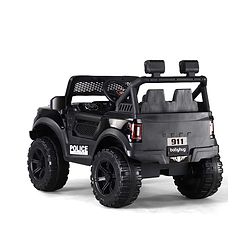 Babyhug POBO Battery Operated Ride on Jeep with Music & LED Lights - Black| Rechargeable Battery| Openable Doors| Built-in Music & AUX|Remote Control|Easy to Assemble| Forward Reverse & Swing Function