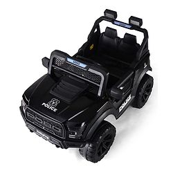 Babyhug POBO Battery Operated Ride on Jeep with Music & LED Lights - Black| Rechargeable Battery| Openable Doors| Built-in Music & AUX|Remote Control|Easy to Assemble| Forward Reverse & Swing Function