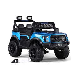 Babyhug POBO Battery Operated Ride on Jeep with Music & LED Lights - Blue| Rechargeable Battery| Openable Doors| Built-in Music & AUX|Remote Control|Easy to Assemble| Forward Reverse & Swing Function