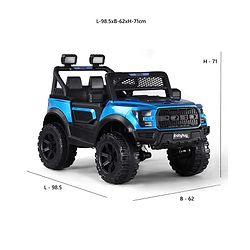 Babyhug POBO Battery Operated Ride on Jeep with Music & LED Lights - Blue| Rechargeable Battery| Openable Doors| Built-in Music & AUX|Remote Control|Easy to Assemble| Forward Reverse & Swing Function