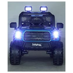 Babyhug POBO Battery Operated Ride on Jeep with Music & LED Lights - Blue| Rechargeable Battery| Openable Doors| Built-in Music & AUX|Remote Control|Easy to Assemble| Forward Reverse & Swing Function