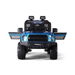 Babyhug POBO Battery Operated Ride on Jeep with Music & LED Lights - Blue| Rechargeable Battery| Openable Doors| Built-in Music & AUX|Remote Control|Easy to Assemble| Forward Reverse & Swing Function