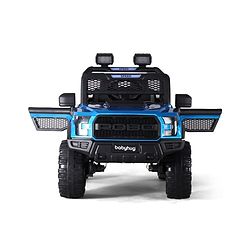 Babyhug POBO Battery Operated Ride on Jeep with Music & LED Lights - Blue| Rechargeable Battery| Openable Doors| Built-in Music & AUX|Remote Control|Easy to Assemble| Forward Reverse & Swing Function