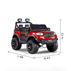 Babyhug Battery Operated Ride on Jeep with LED Lights - Red| Rechargeable Battery| Openable Doors| Built-in Music & AUX| Remote Control| Easy to Assemble| Forward Reverse & Swing| Indoor Outdoor Toy