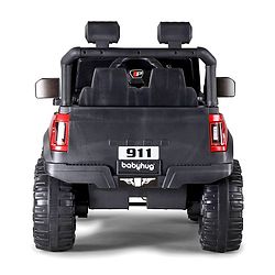 Babyhug Battery Operated Ride on Jeep with LED Lights - Red| Rechargeable Battery| Openable Doors| Built-in Music & AUX| Remote Control| Easy to Assemble| Forward Reverse & Swing| Indoor Outdoor Toy
